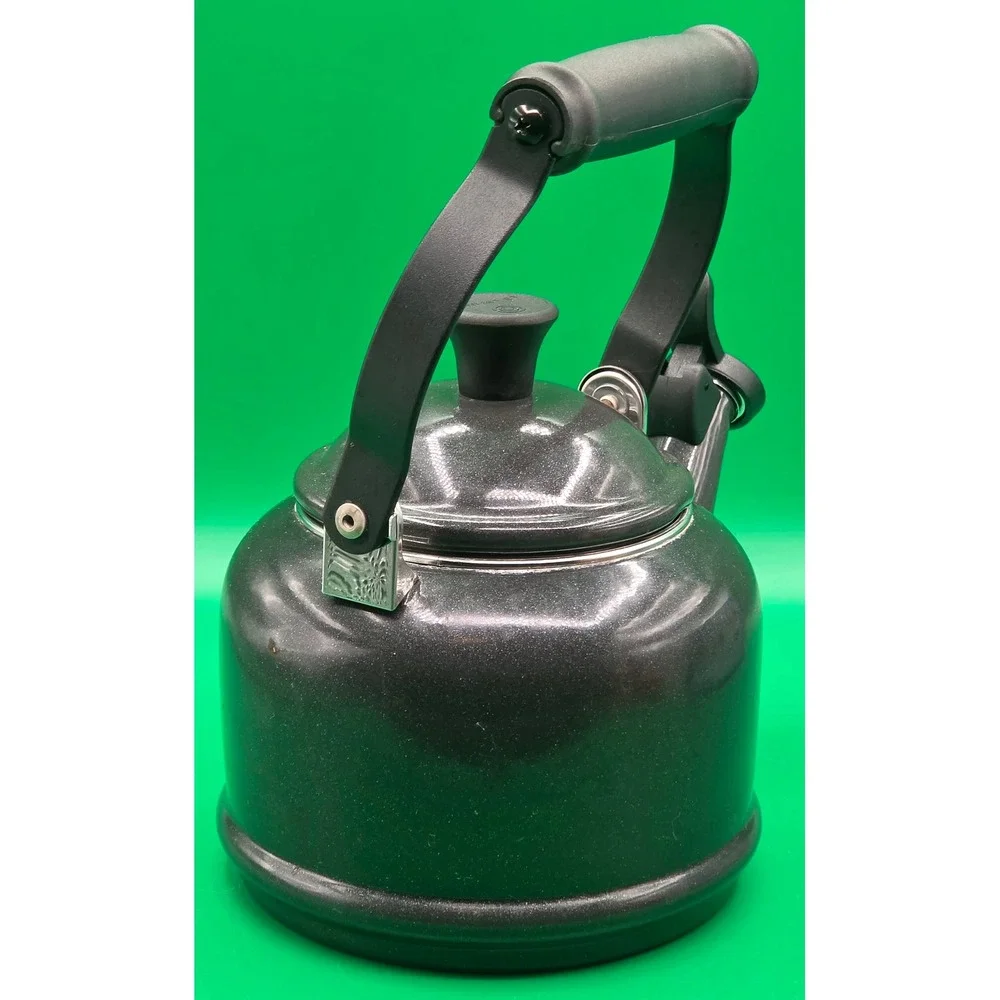 Le Creuset Demi Tea Kettle 1.25 Qt 1.1L Metallic Grey Sparkle Enamel Whistling